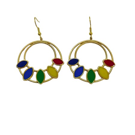earrings steel gold round with smalto